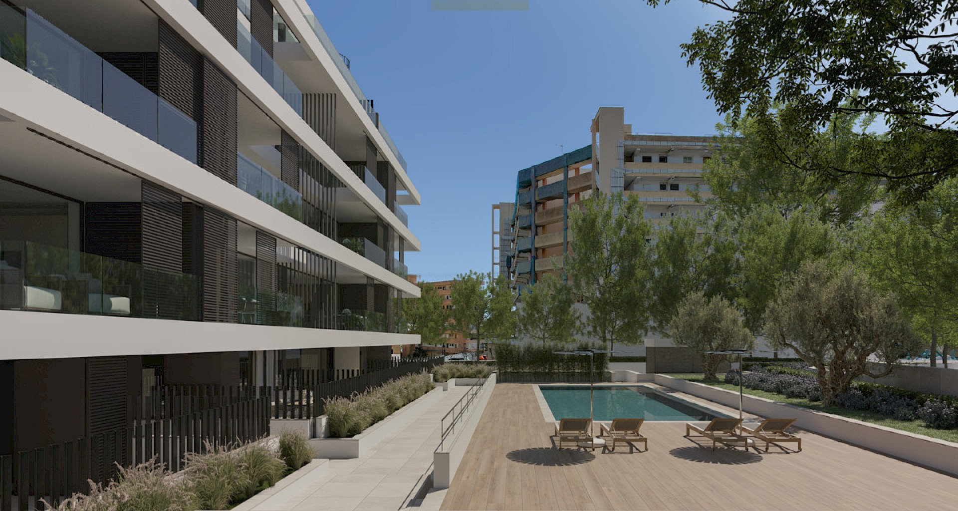 KROHN & LUEDEMANN Planta baja de obra nueva en Palma Bonanova con jardin privado Neubau in Cala Mayor